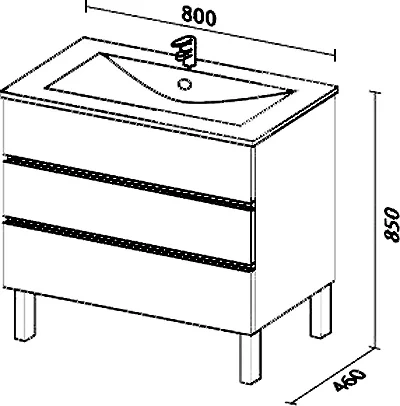 Тумба с раковиной Sanvit Авеню-3 80 белый глянец - 3