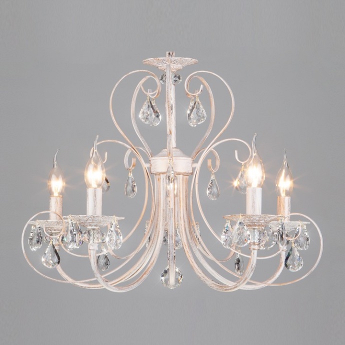 Подвесная люстра Eurosvet Alda 3305/5 белый с золотом/прозрачный хрусталь Strotskis - 0