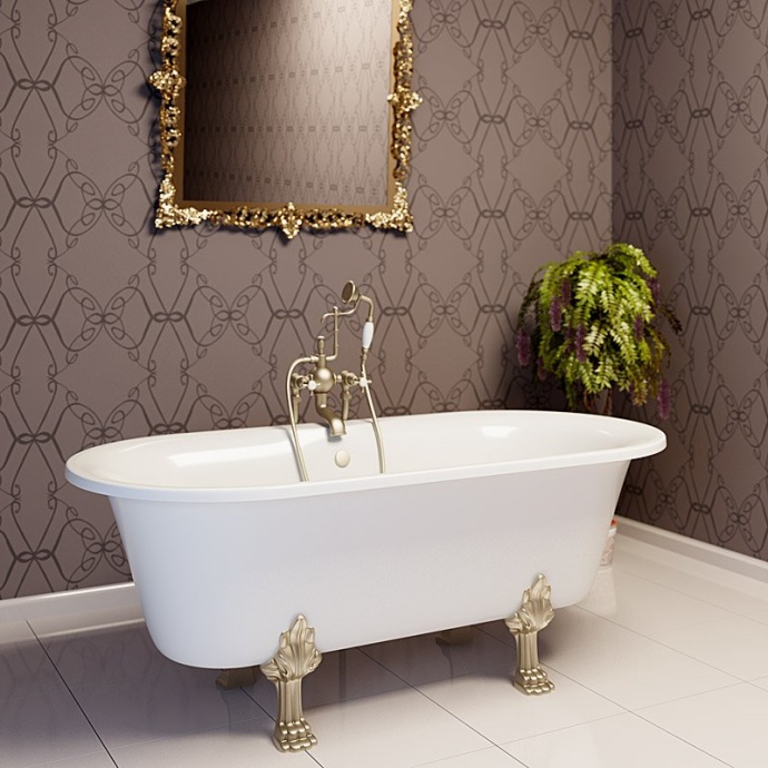 Ванна из искусственного камня Фэма Феррара 2 белая, ножки бронза ФЕРРАРА-BR - 1