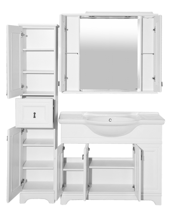 Лувр -105 Зеркало с 2-мя шкафчиками, белое П-Лвр03105-0122Ш - 3