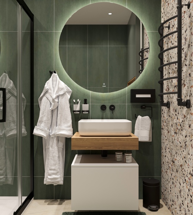 Столешница STWORKI Ольборг 60 дуб французский, без отверстий, с тумбой 60, с раковиной STWORKI Soul 1 белой 488937 - 1