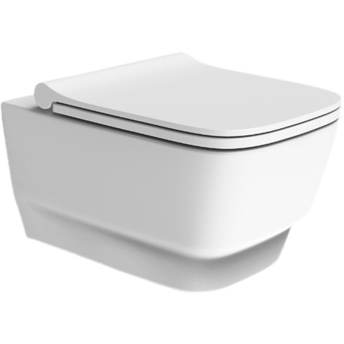 Унитаз подвесной Boheme Bello с крышкой белый матовый - 0