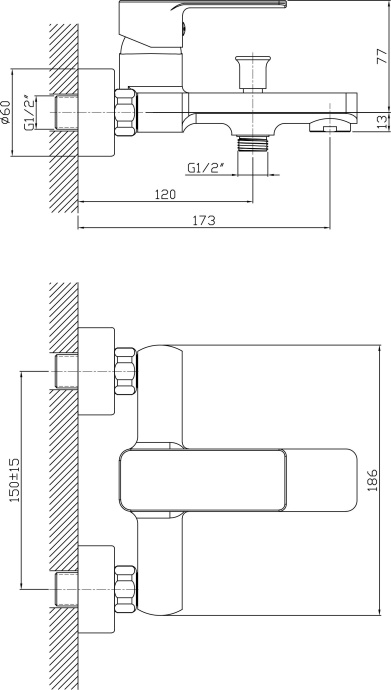 Смеситель Orange Plito M16-100cr для ванны с душем - 1