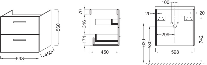Тумба для комплекта Jacob Delafon Ola 60 белый блестящий EB390RU-J5 - 2