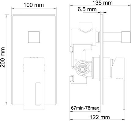 Смеситель Wasserkraft Alme 1541 С ВНУТРЕННЕЙ ЧАСТЬЮ, для ванны и душа - 2