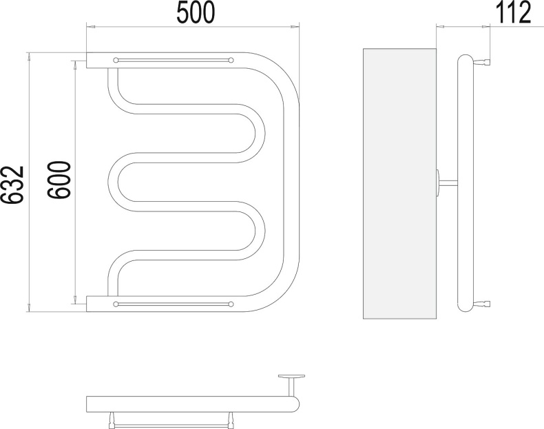 Водяной полотенцесушитель Terminus Фокстрот 600х500 Хром 4620768881084 - 3