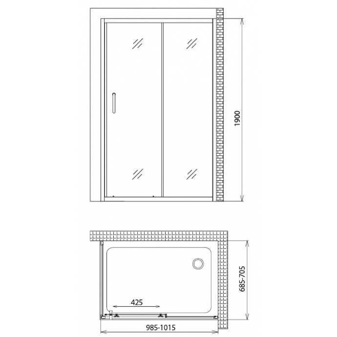Душевой уголок Gemy Victoria 100х70 хром  S30191HM-A70M - 3