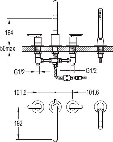 Смеситель Cezares Siesta F BVD4 01 на борт ванны SIESTA-F-BVD4-01 - 1