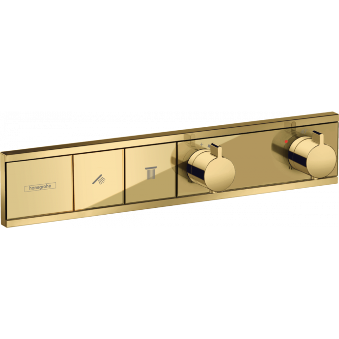 Термостат, скрытого монтажа, для 2 потребителей Hansgrohe 15380990, полированное золото - 0