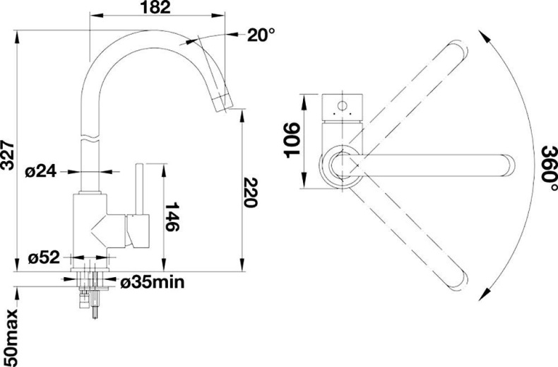 Смеситель для кухонной мойки Blanco Mida серый  524203 - 1