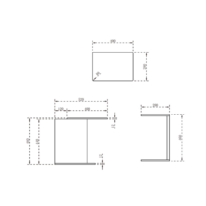 Столик для ванной комнаты Abber Stein черный матовый AS1636MB - 1