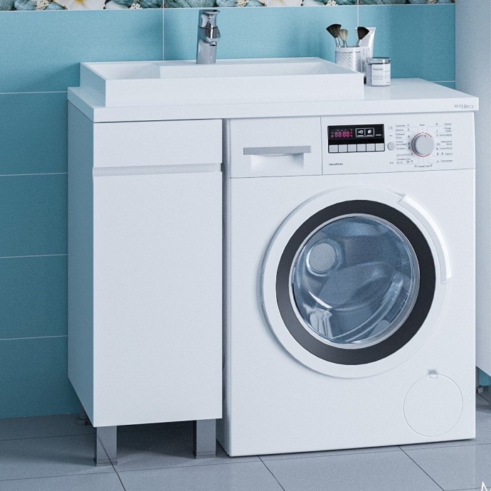 Тумба с раковиной над стиральной машиной Санта Марс 29 белый - 0