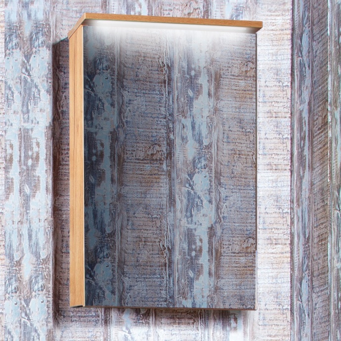 Зеркало-шкаф Бриклаер Фостер 50 R, дуб золотой, с подсветкой 4627125414701 - 0