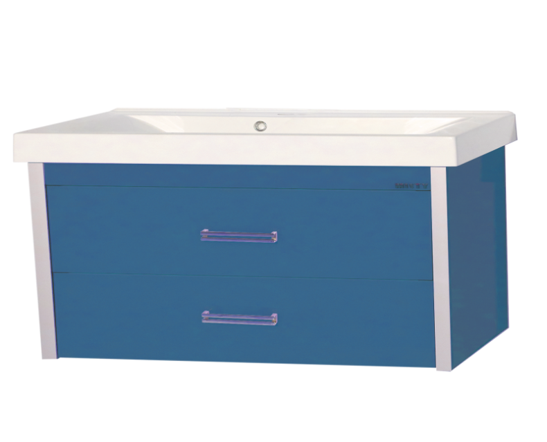 Джулия QVATRO -105 Тумба с 2 ящ. подвесная синяя Л-Джк01105-1110П2Я - 0