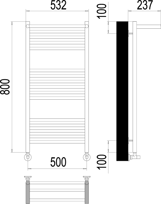 Водяной полотенцесушитель Terminus Аврора П16 500х800 c полкой Хром 4670078529428 - 2