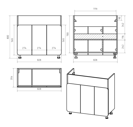 Тумба под раковину Misty Чегет 85 белая глянцевая П-Чег-01085-011 - 2