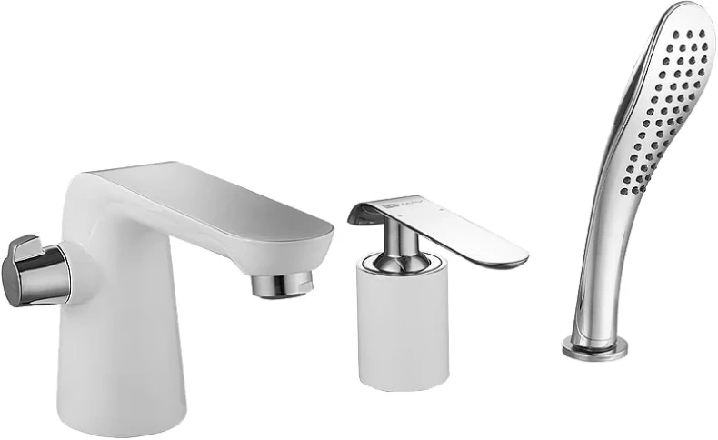 Смеситель Lemark Melange LM4947CW для ванны встраиваемый, на 3 отверстия, с аксессуарами, хром/белый - 0