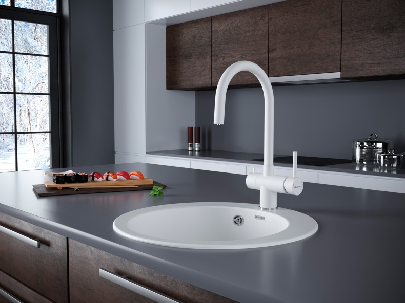 Смеситель для кухни Paulmark Heller белый матовый He213218-431 - 1