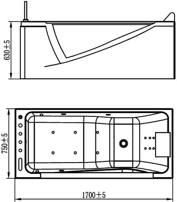 Акриловая ванна Orans OLS-BT65108 L 170x75 см 65108L0 - 1