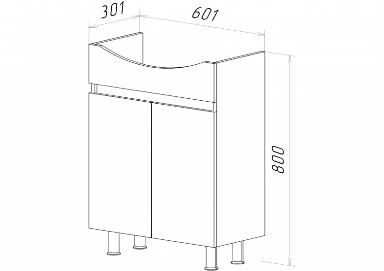 Амур - 60 Тумба напольная прямая (ПВХ) Э-Аму01060-021Н - 4