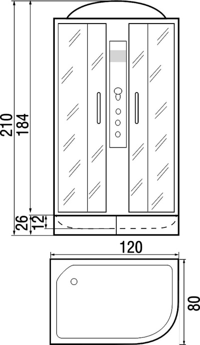 Душевая кабина с поддоном River Dunay 120/80/24 TH L  10000002109 - 2