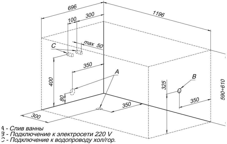 Акриловая ванна Aquanet West 120x70 204050 - 1