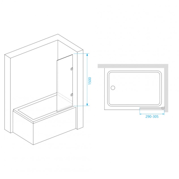 Шторка на ванну RGW Screens 30х150 хром стекло прозрачное 3511056230-11 - 1
