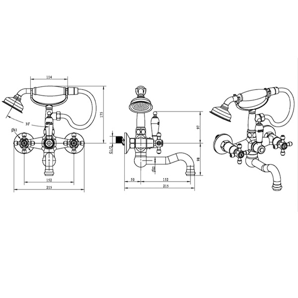 Смеситель для ванны Boheme Royal Cristal бронза с переключателем Swarovski 313-Royal - 2