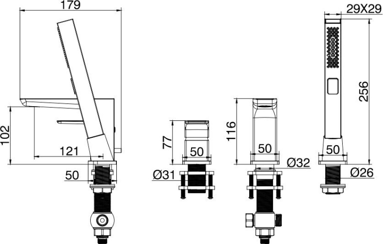Смеситель на борт ванны Allen Brau Infinity черный матовый 5.21008-31 - 1
