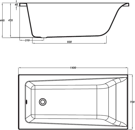 Акриловая ванна Cersanit Lorena 140 ультра белый 63345 - 5
