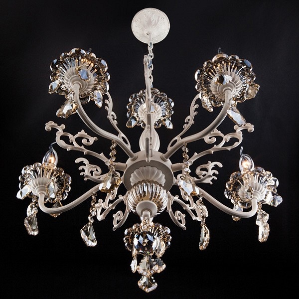 Подвесная люстра Eurosvet Elisha 3281/5 белый с золотом/тонированный хрусталь Strotskis - 4