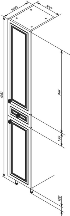 Шкаф-пенал Damixa RedBlu Palace One 30 с бельевой корзиной M41CSR0303WG - 3