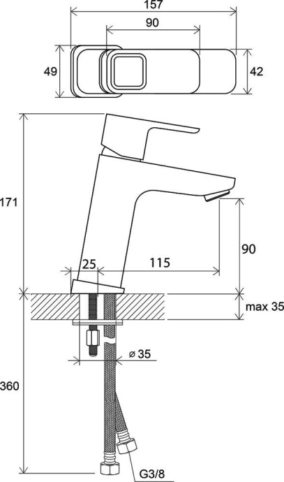 Смеситель для раковины Ravak 10° хром  X070062 - 5