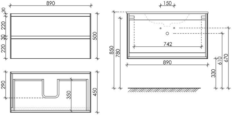 Тумба под раковину подвесная Sancos Cento 90 белая глянцевая CN90W - 4