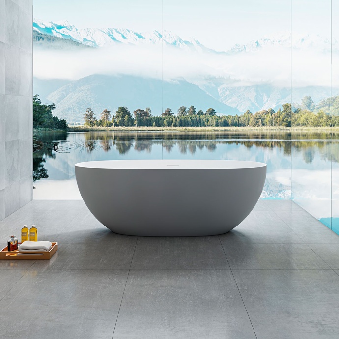 Ванна из искусственного камня Vincea 170х75 серый - белый матовый VBT-6S01MG - 0