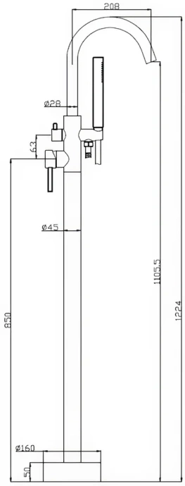 Смеситель напольный BelBagno Nova сатин матовый  NOV-FMT-IN - 1
