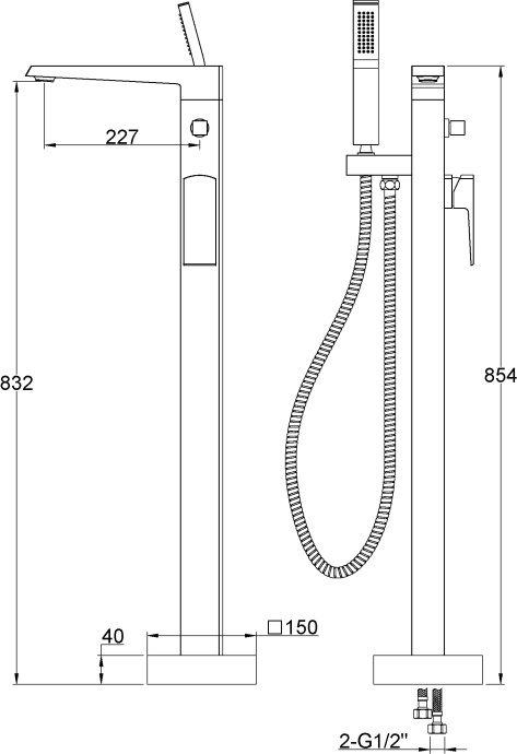 Смеситель для ванны с душем BelBagno Arlie ARL-FMTA-CRM напольный - 1