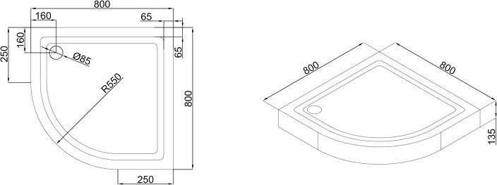 Поддон для душа Black&White Stellar Wind QC-08H 08HQ000 - 3