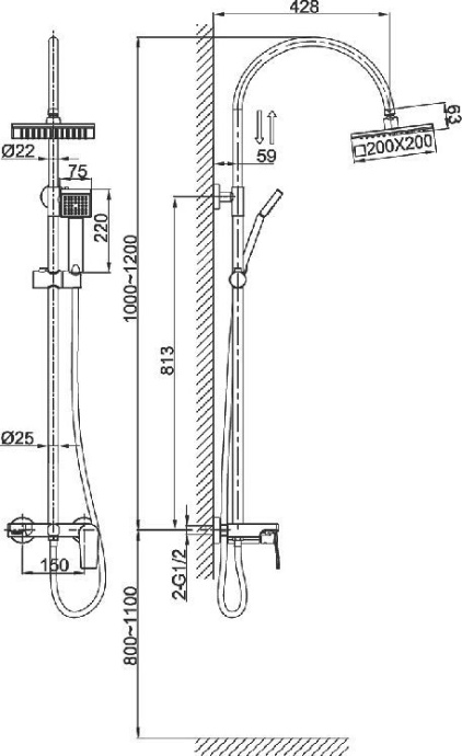 Душевая стойка D&K   DA1323701C05 - 2