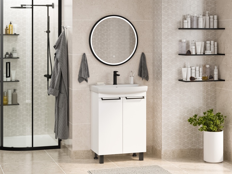 Тумба под раковину Misty Клермонт 60 белая матовая Э-Кле01060-012 - 2