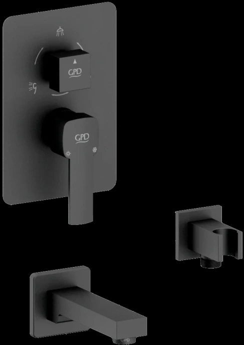 Смеситель для ванны с душем GPD Pedra черный матовый MCA160-S - 0