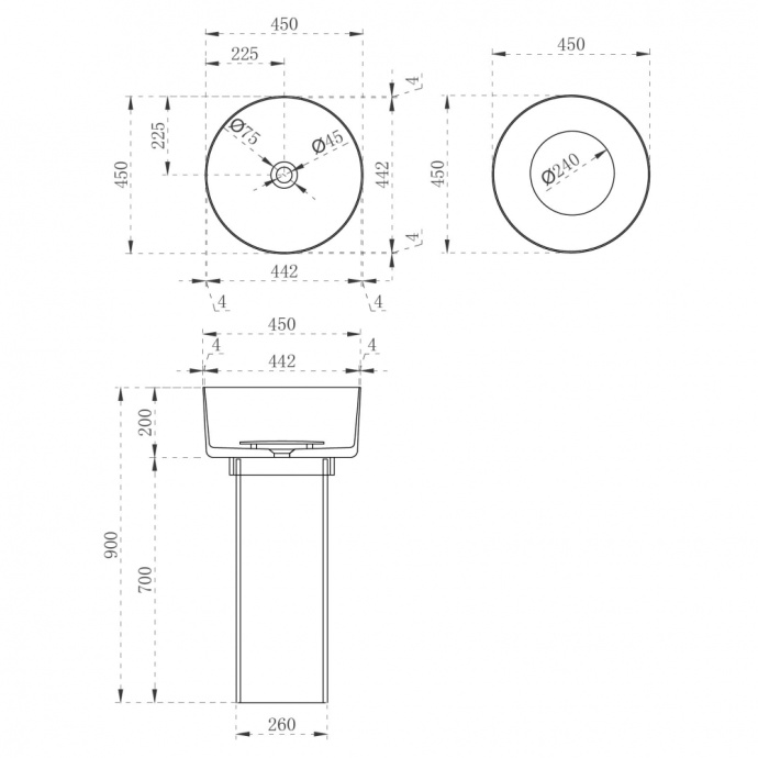 Раковина отдельностоящая прозрачная ABBER Kristall AT2702Vesuvian оливковая - 3