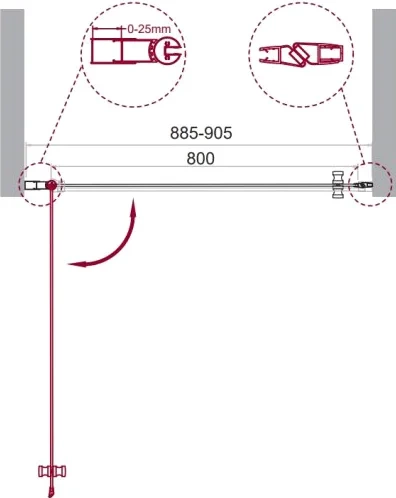 Душевая дверь BelBagno Etna 90 профиль хром  ETNA-B-1-90-C-Cr - 4