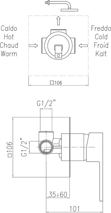 Смеситель Webert Pegaso для душа, хром PE880101015 - 1