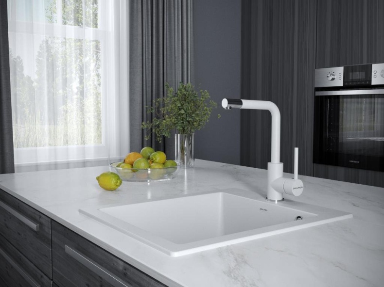 Смеситель Paulmark Honner для кухонной мойки, белый матовый Ho212018-431TW - 1