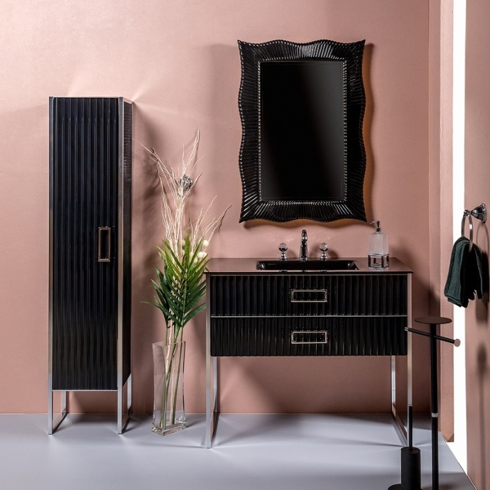 Тумба под раковину моноблок Boheme Armadi Art Monaco 80 черный глянец - хром 866-080-BCR - 1