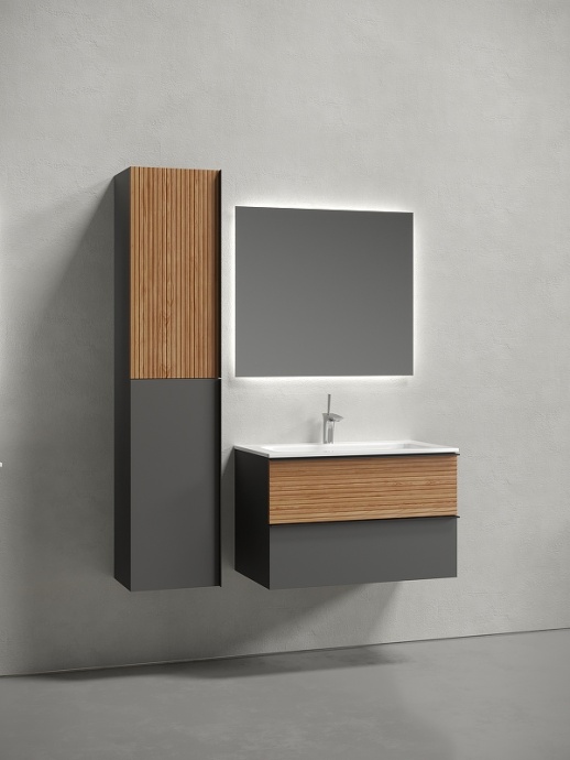 Тумба под раковину Sancos Delta 79х44 серая - светлое дерево DL80GR - 1