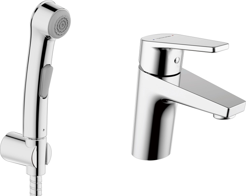 Смеситель Bravat Line F15299C-2 для раковины с гигиеническим душем - 0