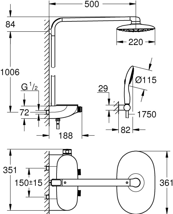 Душевая стойка Grohe Rainshower SmartControl Mono 26361000 - 7