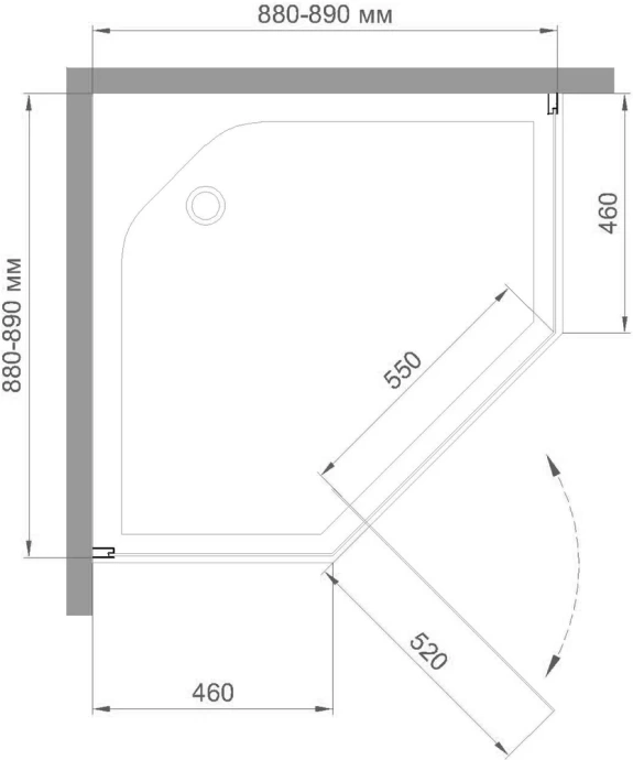 Душевой уголок Royal Bath TR 90х90 профиль хром стекло рифленое  RB90TR-C-CH - 7